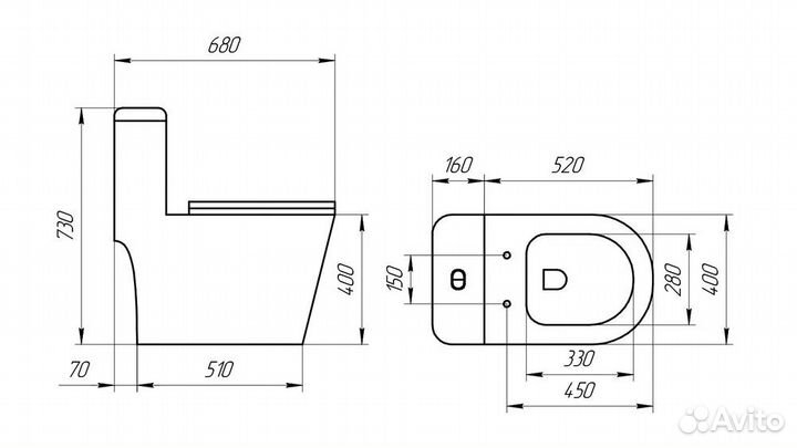 Унитаз-моноблок SM9609 мрамор