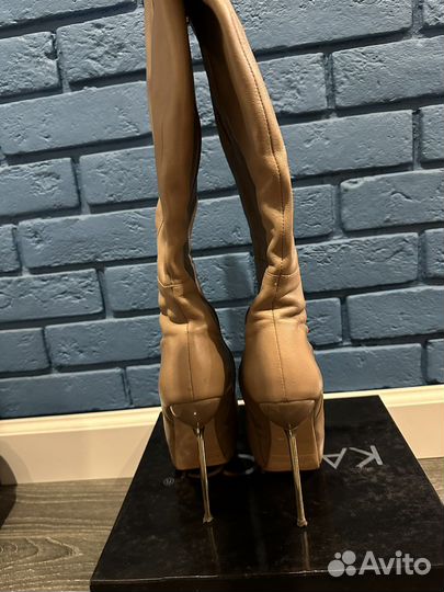 Сапоги ботфорты кожаные 37 бежевые