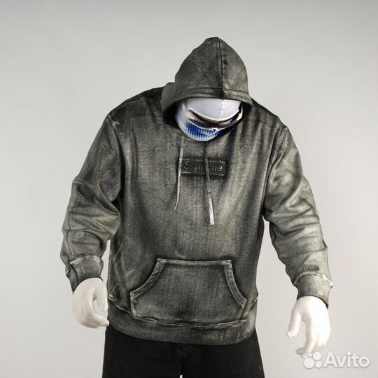 Люксовое Худи Supreme x Maison Margiela серое