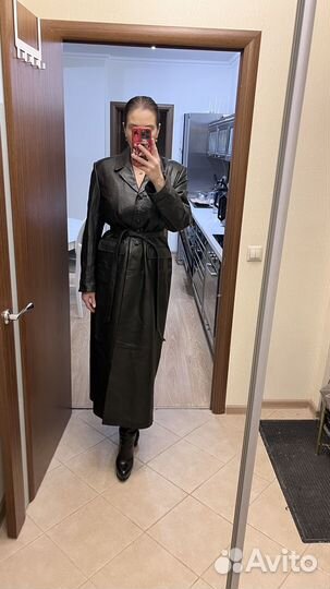 Новый плащ длинный в пол из натуральной кожи