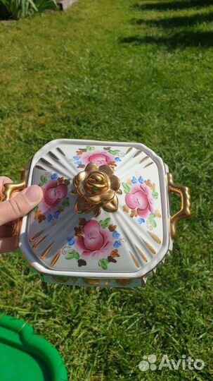 Сахарница розовая гжель винтаж