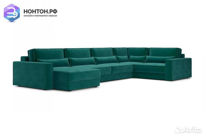 Диван п-образный тик-так Сохо изумрудный