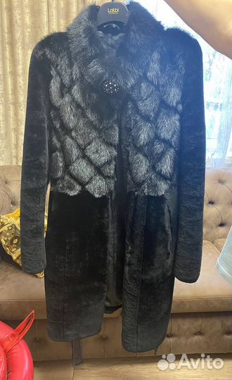 Шуба мутоновая с норкой