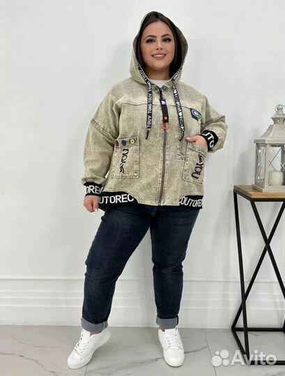 Куртка с капюшоном, Korean, женская, размер до 62