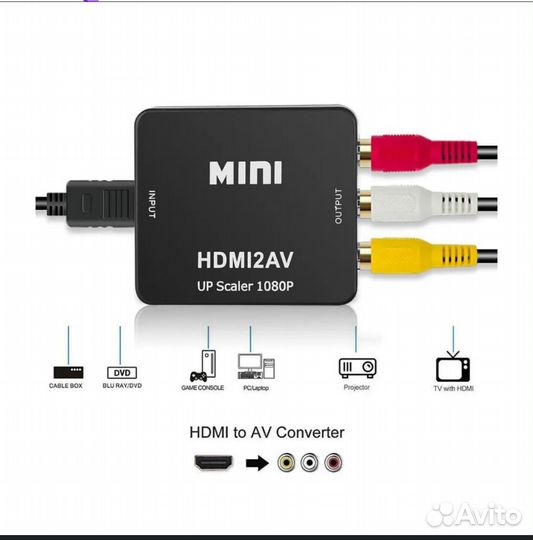 Конвертер hdmi на RCA(тюльпаны)