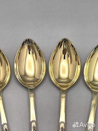 Ложка чайная серебро 875 проба эмаль СССР