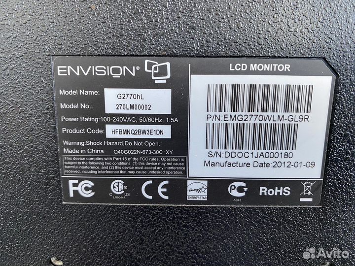 Монитор envision g2770hl