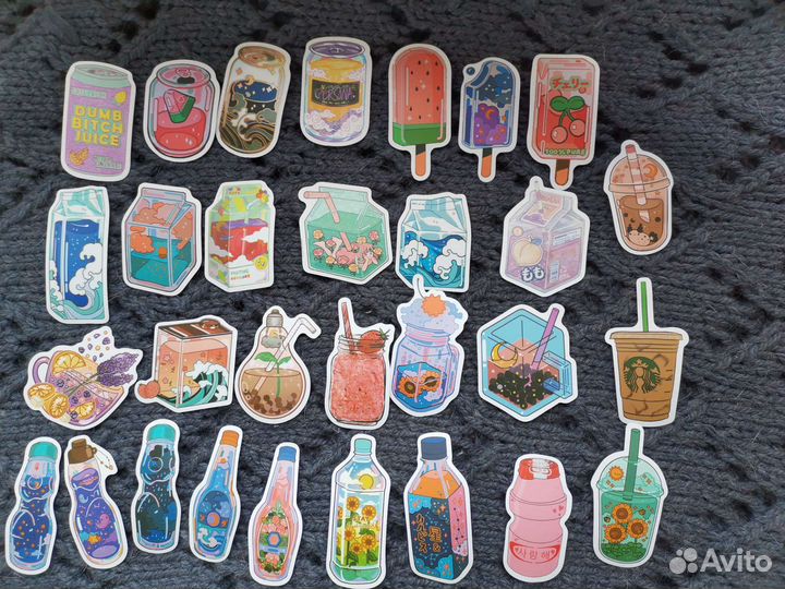 Наклейки стикеры, мини йода, аниме, Тоторо, котики