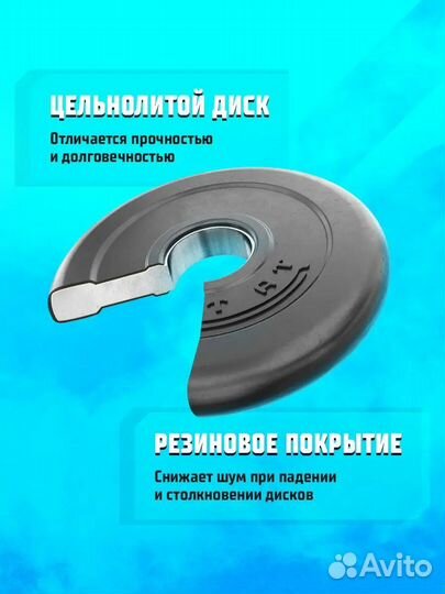 Диски (блины) обрезиненные для гантелей новые