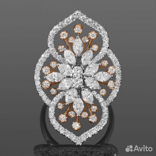 Золотое кольцо с Бриллиантами 2.97 Ct