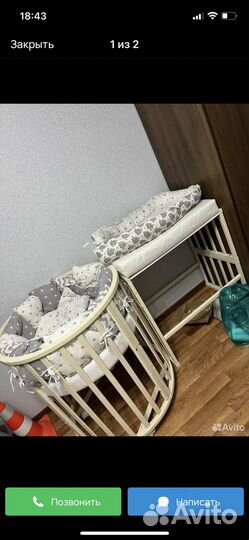 Детская кроватка трансформер с маятником 6в1