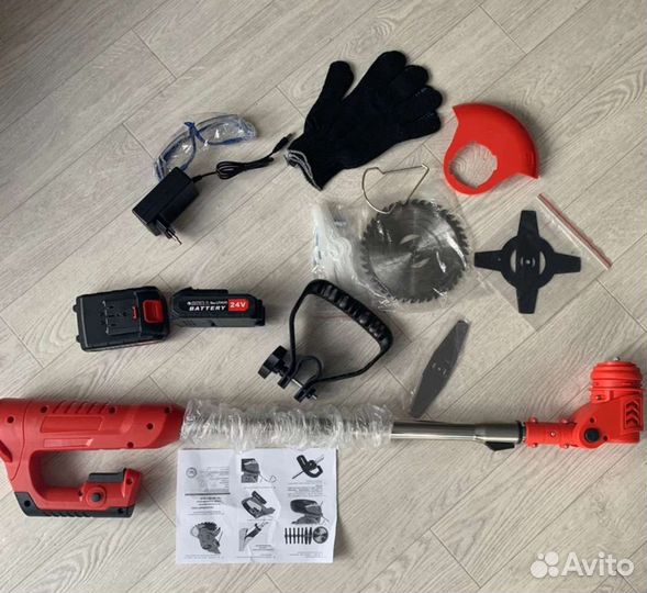 Триммер садовый аккумуляторный 2 акб 8 ножей+диск