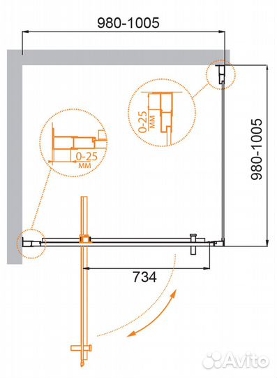 Душ. уголок Cezares 100cm molveno-a-1-100-c-cr-iv