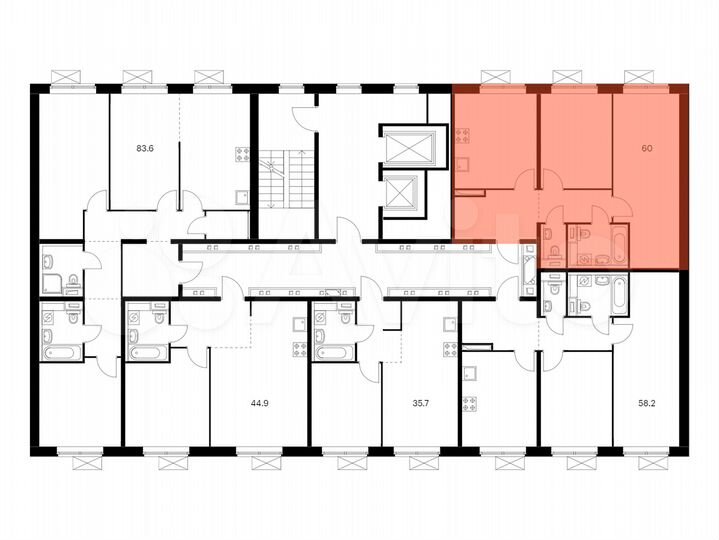 2-к. квартира, 59,7 м², 14/16 эт.