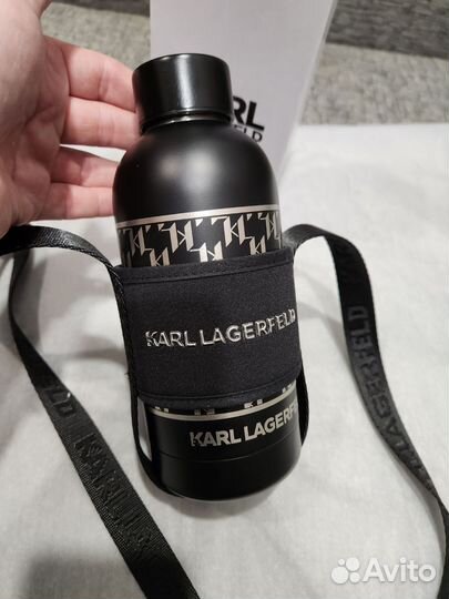Термос Karl Lagerfeld чёрный с ремнем, оригинал