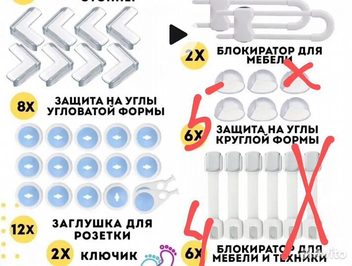 Заглушки на розетки, замки и накладки Защита набор