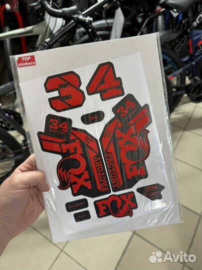 Наклейки на вилку fox 34, красный цвет