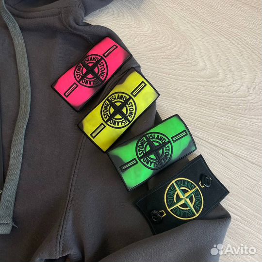 Зип-худи Stone Island + термопатч тёмно-серого цве