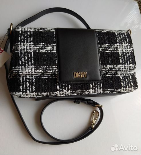 Сумка кроссбоди женская dkny, чёрно/бел, букле