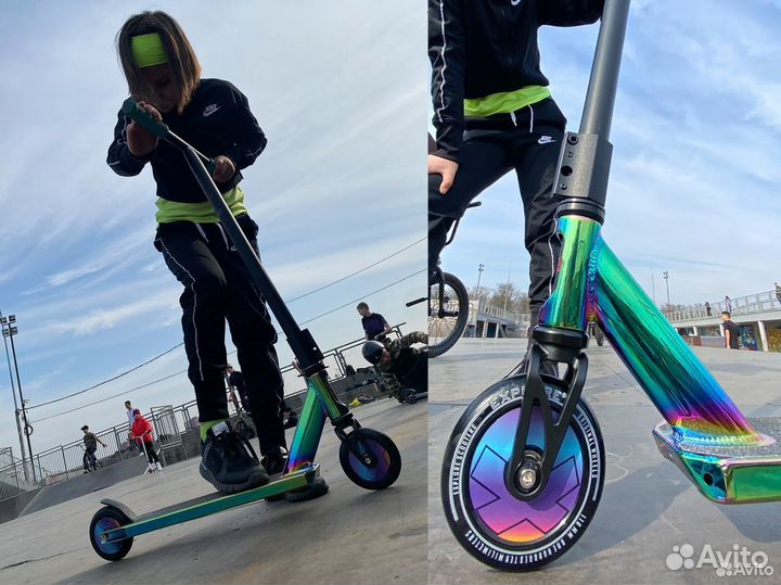 Самокат для трюков с грипсами тёмно-серого цвета m