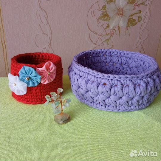 Вязаные корзинки