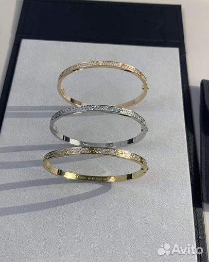 Браслет Cartier love тонкий белое золото