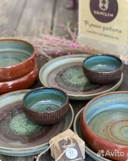 Керамика ручной работы тарелки на 3 персоны