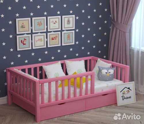 Кроватка детская из натурального дерева высокий бо