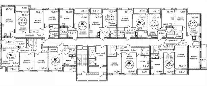 1-к. квартира, 38,4 м², 9/19 эт.