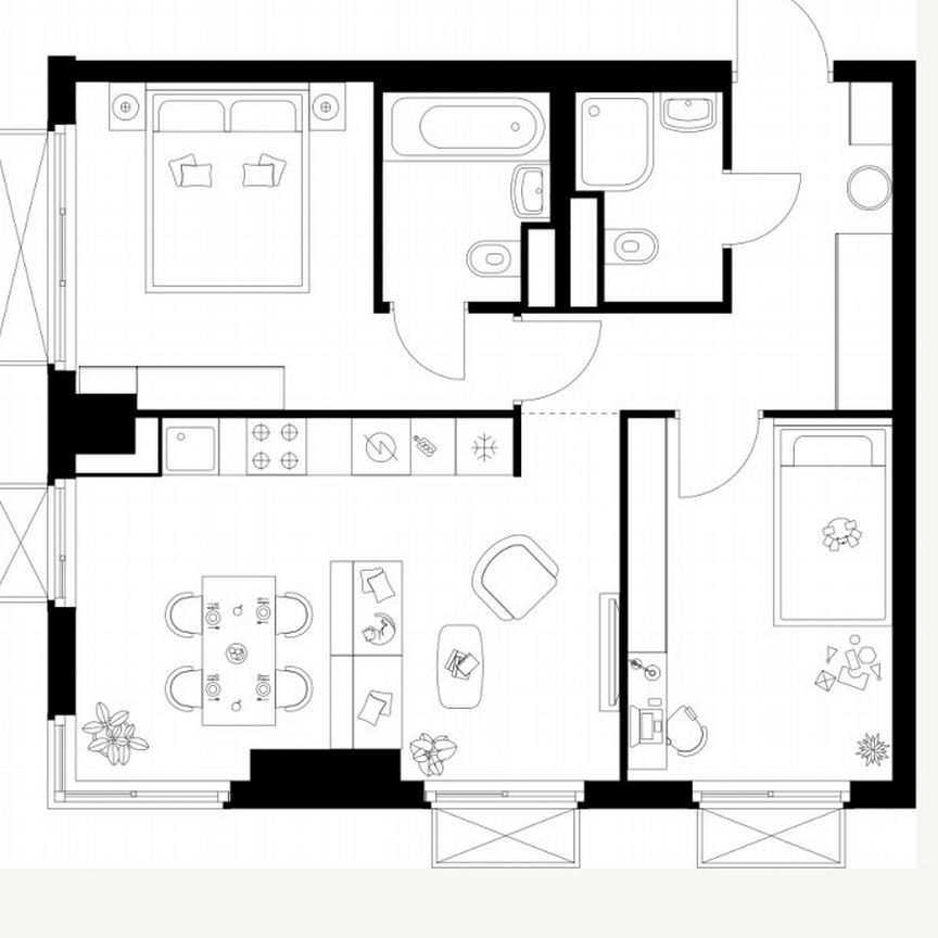 2-к. квартира, 54,4 м², 13/20 эт.