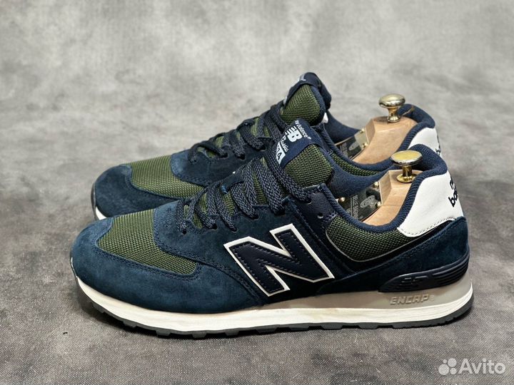 Кроссовки new balance 574 синие с зелёным верхом