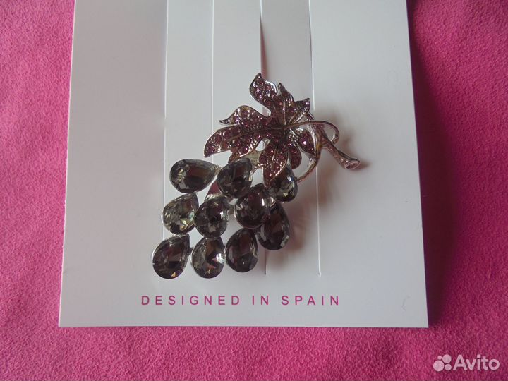 Брошь гроздь винограда бижут сплав