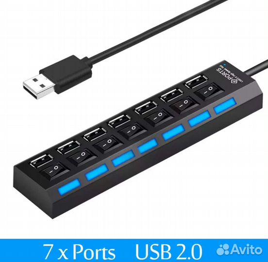 Usb hub разветвитель на 7 портов 2.0