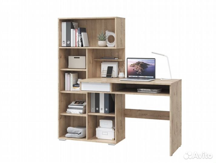 Стол компьютерный Бэйсик (Дуб бунратти/Белый снег)