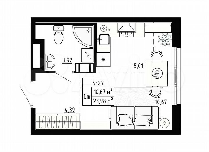 Квартира-студия, 24 м², 4/4 эт.
