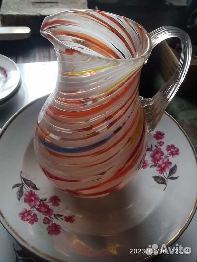 Кувшин цветное стекло СССР
