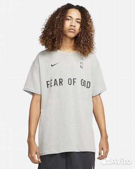 Хлопковая футболка nike fear OF GOD NBA lux