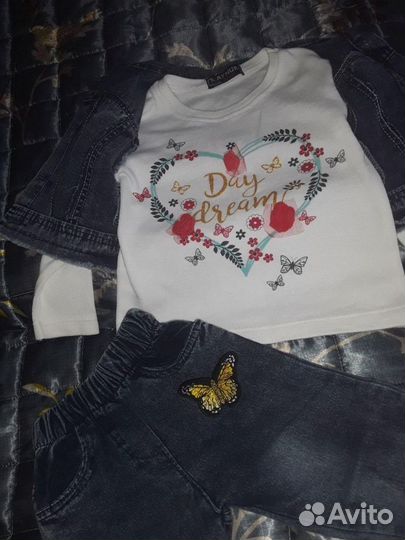 Джинсовый костюм тройка на девочку