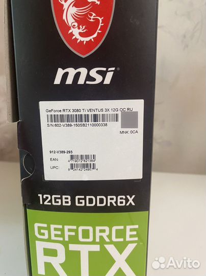 Видеокарта rtx 3080ti msi