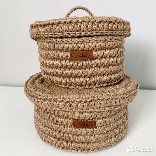 Корзина для хранения из джута ручная работа