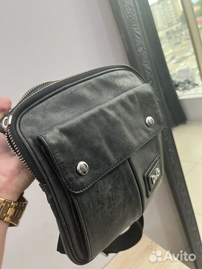 Мужская кожаная сумка бу GD оригинал