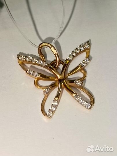 Золотая подвеска бабочка. Арт.16