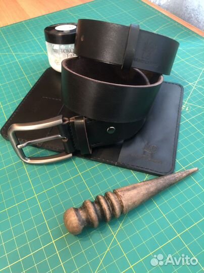 Мужской кожаный ремень ручной работы