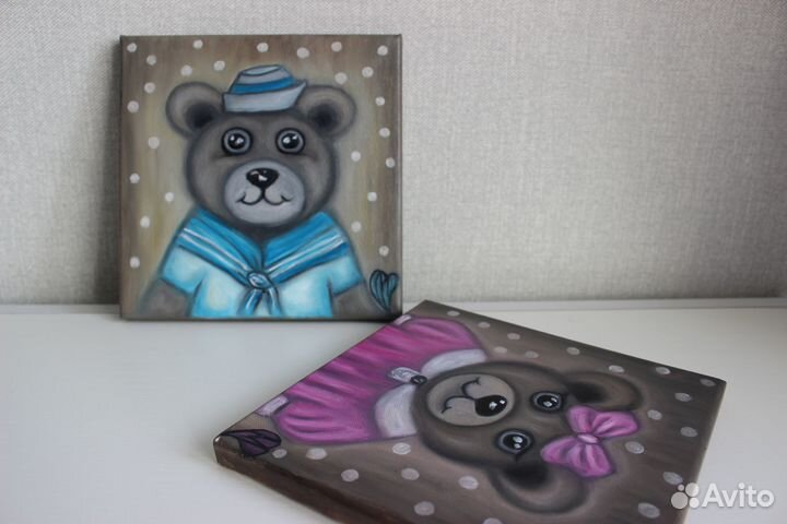 Картины маслом в детскую (Шоколадные мишки)