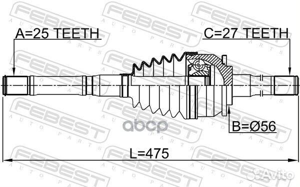 ШРУС внешний с валом KIA K2700 2214K2500 Febest