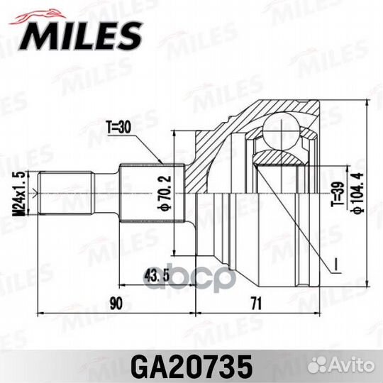 ШРУС MB ML-class 164 04-11 нар. GA20735 Miles