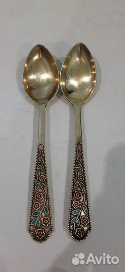 Чайные серебряные ложки СССР золочение 975 проба
