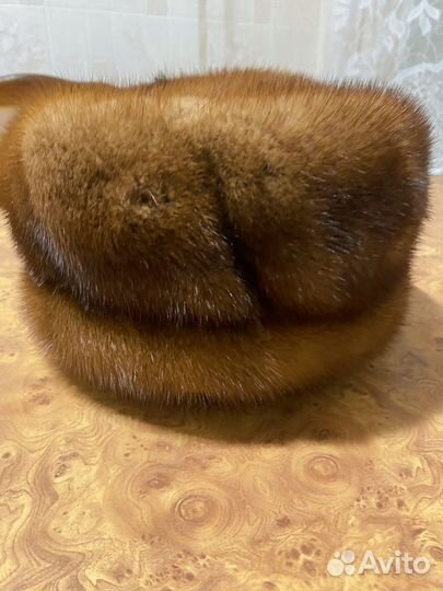 Шапка норковая темно коричневая женская