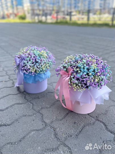 Букет из гипсофилы в коробочке