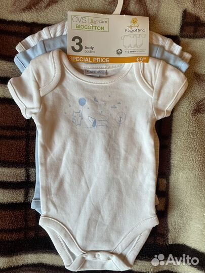 Бодики на мальчика -3 шт, 100% хлопок,Fagottino